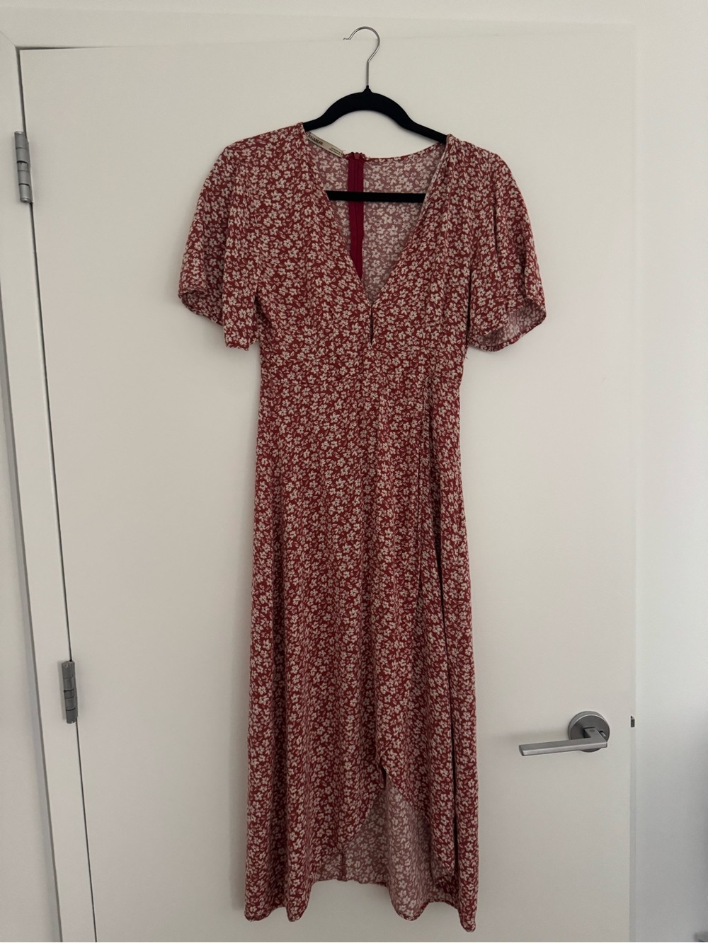 Pull&Bear Rust Red Floral High-Low Midi Dress